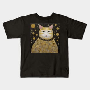 Beautiful Fat Klimt Cat with Pink Nose and Ears Kids T-Shirt